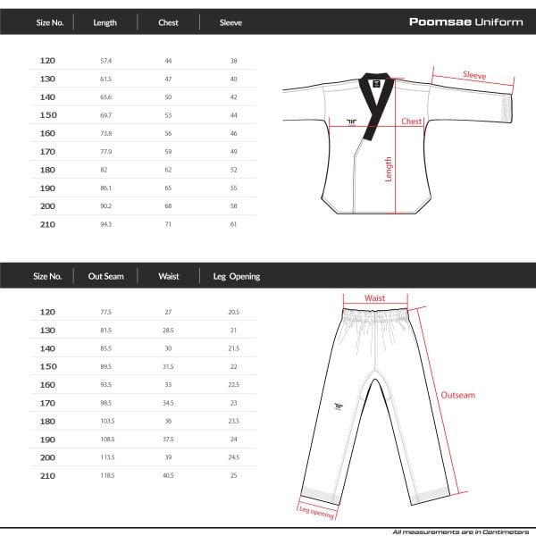 Tusah Poomsae Dobok WT Onaylı Genç Büyük Erkek