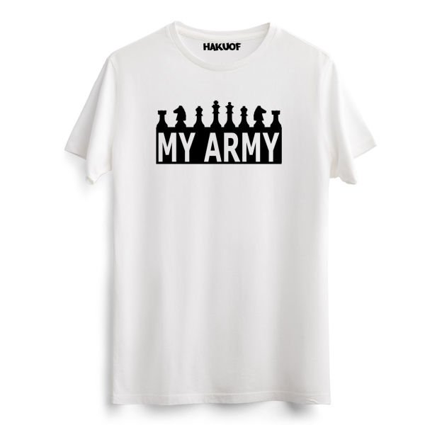 Satranç Baskılı Pamuklu Tişört