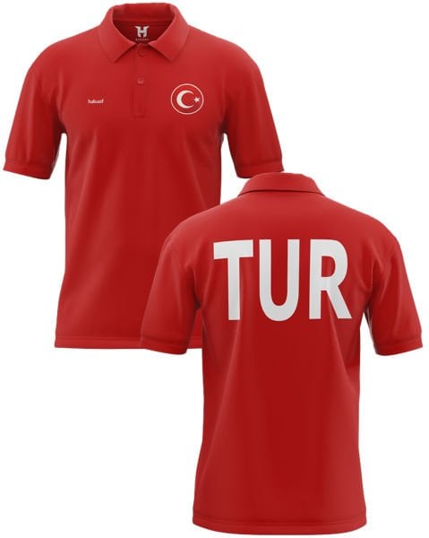 Yakalı TUR Tişört Metalize Orijinal Türk Bayrağı